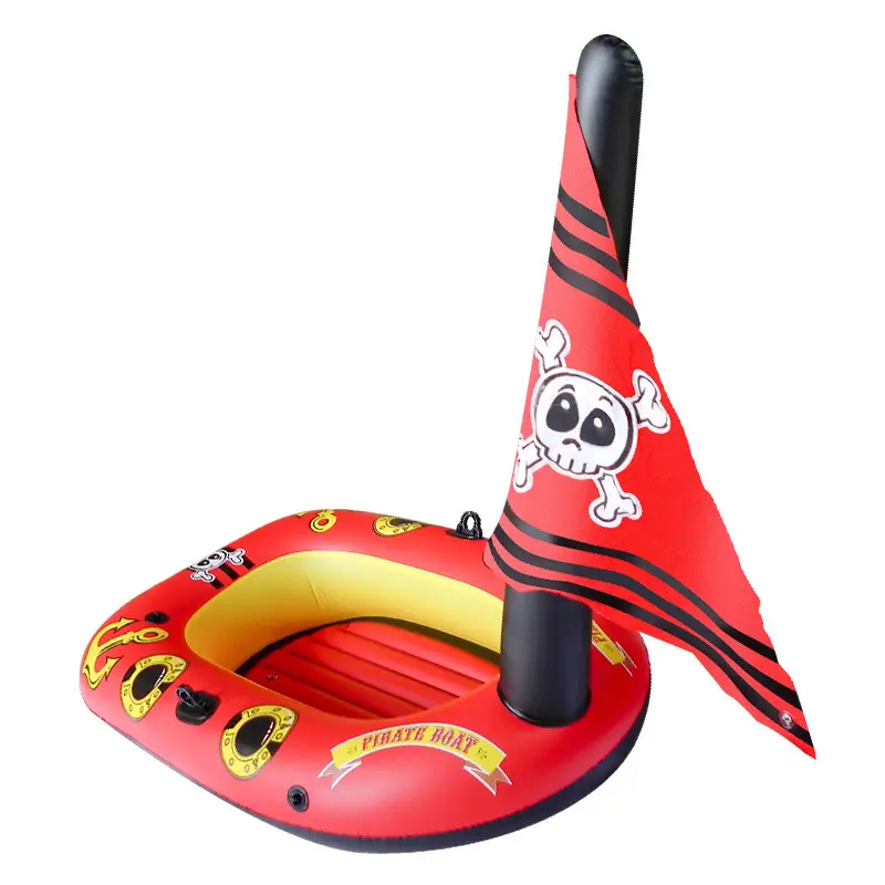 Barco inflável flutuante para piscina, barco de pirata de fogo para criança, brinquedo para presente