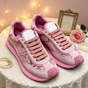 <b>Dropshipping</b> Pink Lace-Up Luxury Sneakers Breathable Round Toe Designer Shoes Trendy walking shoes - Product Image 1