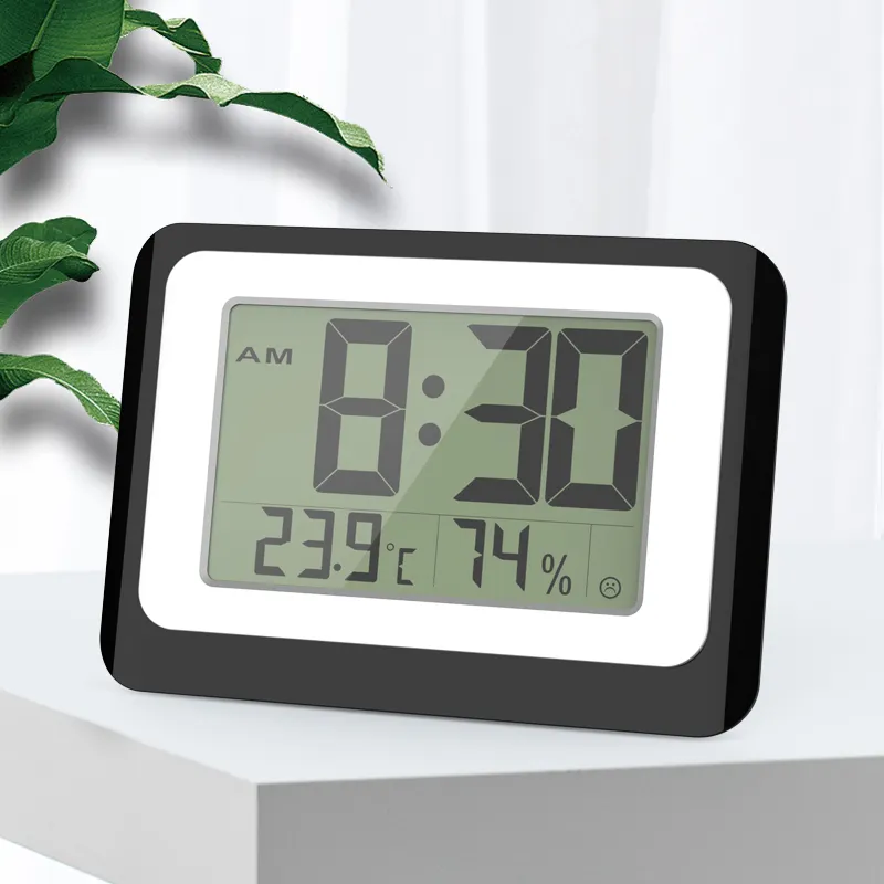 Jam dinding pintar digital 2023 klasik, jam meja alarm kelembaban suhu, tampilan waktu lampu latar, jam kakek