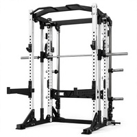 Rack de Potencia Comercial con Máquina Smith Integrada, Estructura de Acero para Entrenamiento de Fuerza en Gimnasio