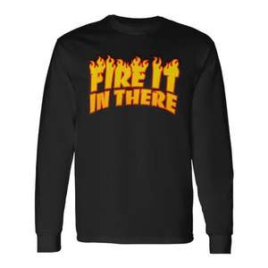 T-shirt à manches longues Fire It In There, design flamme noire, vêtements promotionnels - Product Image 1
