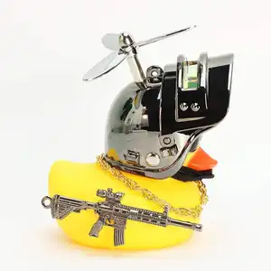 Camoflange renk bisiklet çan kırık rüzgar kask küçük sarı ördek çan oyuncak tabanca ile