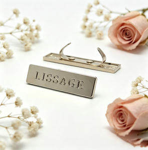 OEM Custom Embossed Metal Pin Labels With Back <b>Plate</b> Polished Brand <b>Name</b> <b>Plates</b> for Leather Handbags - Product Image 2