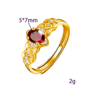 8 Anillos Ajustables de Piedra Natural de Corte Ovalado de 5*7mm de Alta Calidad, Joyería Vintage de Plata 925 Chapada en Oro, para Regalo - Product Image 6