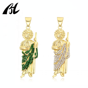 Haute qualité 14K & 18K plaqué or religieux Zircon pendentif à la mode San Judas collier attrayant alliage breloques pour hommes femmes - Product Image 1