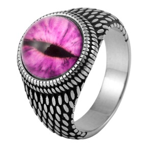 yunnique Fashion <b>Rings</b> <b>Titanium</b> Steel Eye Stone <b>Ring</b> Men's Punk Style Bezel Setting Geometric Design Gift Jewelry FY24008 - Product Image 5