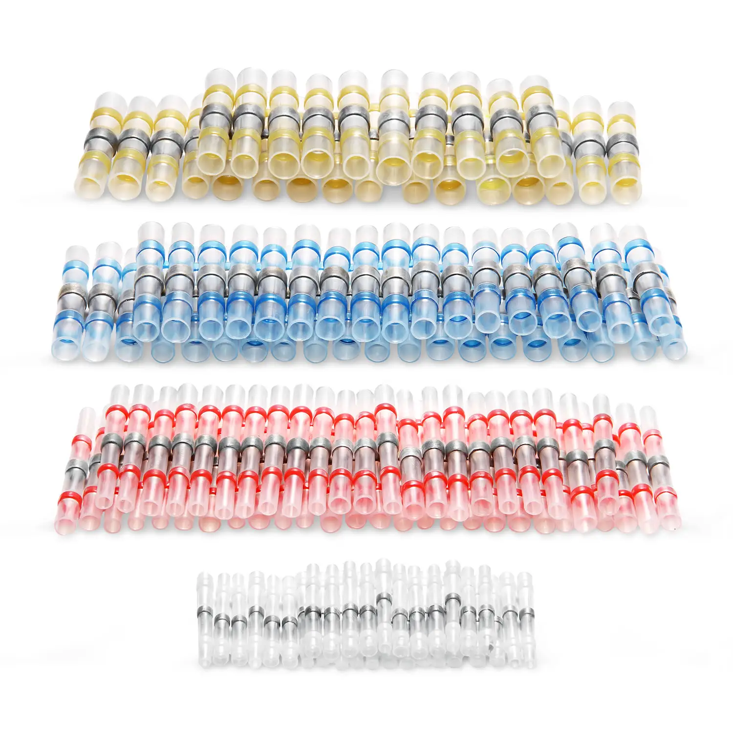 wholesale Kuject 120PCS Waterproof Insulated Electrical Butt Terminals Solder Seal Wire Connectors Heat Shrink Butt Connector