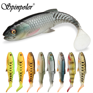 Spinpoler את טורף רך דיג פיתוי פיתיון זרוק דיג wobbler swimbait ההנעה זנבות סיליקון מלאכותי פיתיון קרס דיג