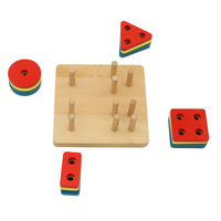 LT156 Bentuk Geometris pada Dowel  Alat Edukasi Kayu Montessori  Mainan untuk Anak-anak