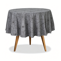 Nappe de table ronde jetable en plastique PEVA anti-graisse imprimée motif toile d'araignée Halloween pour la vente en gros