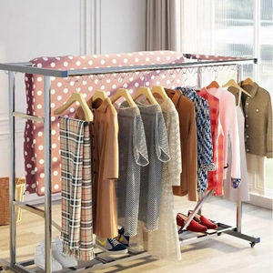 Séchoir à linge extra épais en acier inoxydable, moderne, simple, sur pied, coupe-vent, mobile, super robuste - Product Image 2