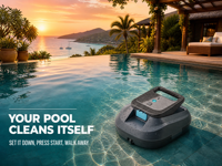 Robot aspirateur de piscine sans fil 4500 mAh 91-120 min IPX8, franchissement d'obstacles de 6 mm, nettoyage automatique des fonds plats pour piscine domestique