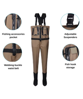 Waders de pêche respirants en nylon à 3-5 couches, imperméables, fermeture éclair TIZIP sur la poitrine, waders de chasse confortables pour adultes