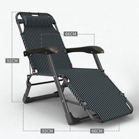 Chaise de salon en tissu Oxford pliable réglable en acier à double usage, lit pliable avec coussin doux