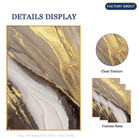 Tableau mural sur toile sans cadre, peinture abstraite moderne de luxe à texture dorée pour salon, vente directe usine, taille personnalisée ODM