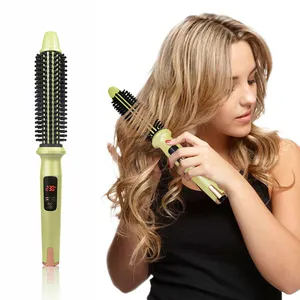 Custom Bristle Round Electric Hair Brush Dual PTC Fast Styling Ceramic Barrel Hair Curling Brush Thermal Brush
