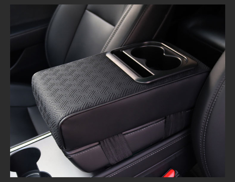 Luxury Leather Car Armrest Box with Cup Holder Tissue Box - Black - Guangzhou Changdao