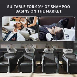Fauteuil de <span class=keywords><strong>lavage</strong></span> de cheveux moderne avec cadre en aluminium à arc de 180 degrés, circulation d'eau, accessoire de spa capillaire, lavabo en céramique, robinet - Product Image 3