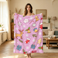 Couverture Polaire de Noël en Gros, Motif Père Noël et Sapin, Idéale pour Salon, Chambre d'Enfant, Canapé – Collection Hiver