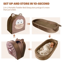 Lit de bébé pliable portable 2-en-1 en forme de singe en mousse haute densité, lit de voyage pour tout-petit, berceau pour usage hospitalier et extérieur
