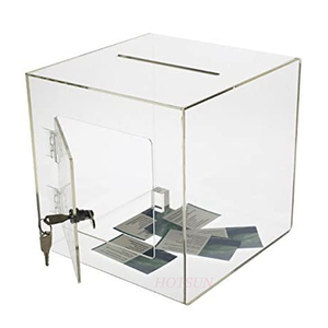 Boîte à dons en acrylique avec serrure et fente, boîte à suggestions transparente en acrylique, boîte de collecte d'argent sécurisée en acrylique pour événements de collectes de fonds - Product Image 6