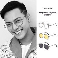 Gafas de Sol Magnéticas 3 en 1 con Clip XPZ |   Lentes de Visión Nocturna Polarizadas UV400 con Marco Cuadrado de Metal |   Gafas Deportivas para Exteriores Factor