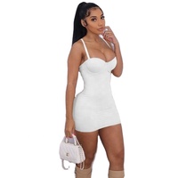 Robe mini moulante sexy à fines bretelles pour femme, en spandex, taille haute, tenue de club, robe de soirée, été 2023