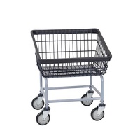 Chariot à linge en métal avec panier à linge à chargement frontal, revêtement poudré, 4 roues