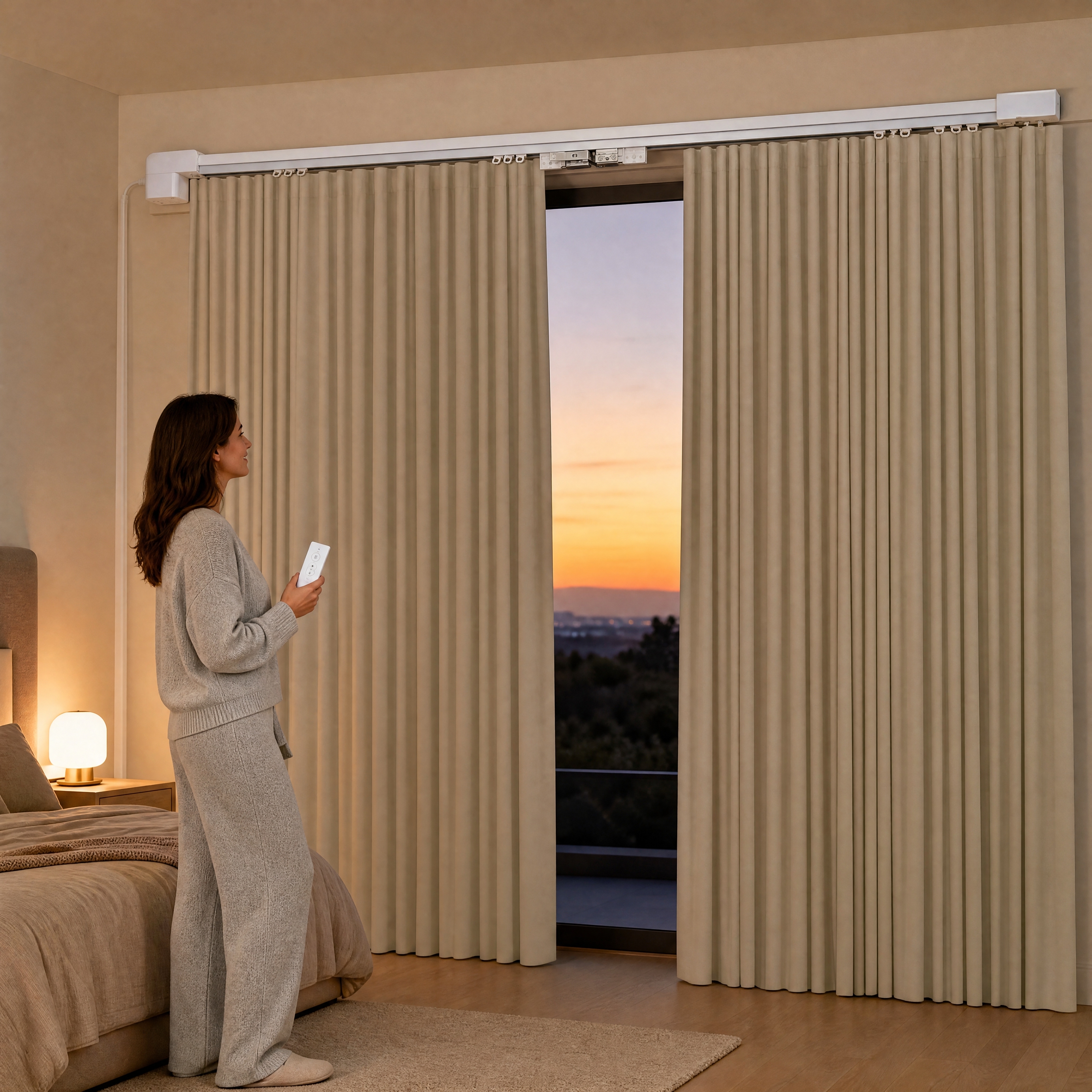 Minisoul Modern Smart Curtain Track Motorized Rail WiFi Remote App Control Quiet Under 45dB Holds Up To 66 Lbs For Living Room · image 9