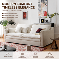 Sofá de Felpa Crema con Cojín Grueso, Soporte Suave, Tela Resistente, Confort Profundo, Estilo Atemporal, Ideal para Cualquier Decoración del Hogar