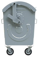 Poubelle à double pédale BDB personnalisable 1100 LT, type à pression, couvercle en dôme ouvert, bac à déchets, recyclage, extérieur, motif galvanisé