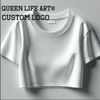 T-shirt crop 100% coton personnalisé avec logos imprimés ou brodés t-shirts essentiels en coton crop top t-shirt pour femmes
