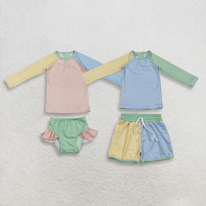 Maillots de bain pour tout-petits, ensembles hauts à manches longues avec fermeture éclair et shorts pour bébés garçons, vêtements de bain pour enfants - Product Image 1