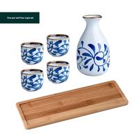 Fournisseur direct d'usine, pot à saké en céramique épaisse de style Japandi, mini format, avec 4 tasses, bouteille à saké peinte à la main, distributeur de vin Shochu
