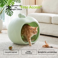 Lit pour animaux de compagnie en forme de pomme - Polyéthylène haute densité respirant, frais en été et chaud en hiver, design universel pour toutes les saisons, pour chats et chiens