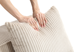 Juego de Sofás Seccionales Modulares de Terciopelo, Sofá de 3 Plazas, Totalmente de Espuma Comprimida, Diseño Moderno y Minimalista, Asientos Profundos, Color Beige, para Hotel o Villa - Product Image 5