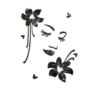 <span class=keywords><strong>Romantique</strong></span> Creative 3D Girl Louts Miroir Acrylique <span class=keywords><strong>Stickers</strong></span> Muraux Vente Chaude Visage Fleurs Mur Art pour <span class=keywords><strong>Chambre</strong></span> et Salle de Beauté - Product Image 4