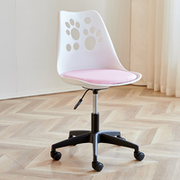 Chaise de bureau pivotante moderne à motif patte, réglable en hauteur, imperméable, en PP+Métal+Cuir avec coussin et roulettes pour l'école, la maison et le bureau