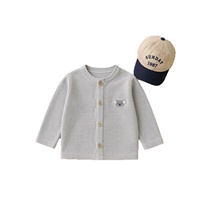 Nouvelle Collection Automne 2026 – Cardigan Décontracté en Maille Gaufrée à Col Rond pour Enfants, Broderie Koala, Manteau Standard Garçons et Filles