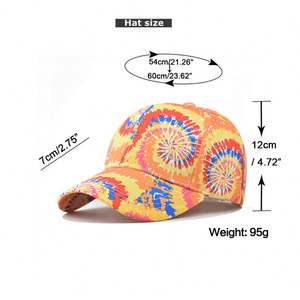 Venta al por mayor de color brillante deporte Tie Dye gorra de béisbol de alta calidad de 6 paneles de sublimación gorra de béisbol - Product Image 5