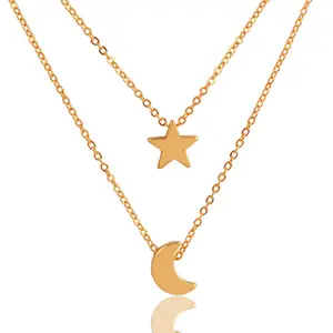 Star and Moon Pendant For Necklace Short Clavicle Chain Korea Fashion All-match Necklace Women