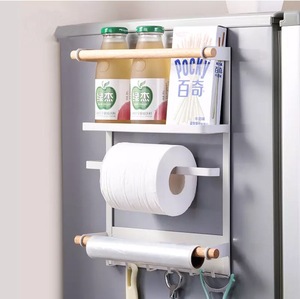 Estante Organizador Magnético para Refrigerador con Soporte para Toallas de Papel, Dispensador de Papel Film, Ganchos, Sin Perforaciones, Estante de Almacenamiento para Cocina - Product Image 1