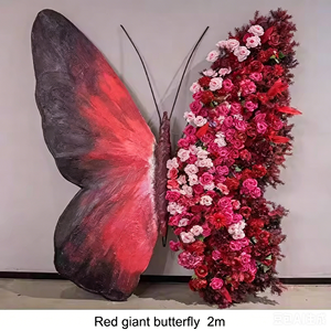 Panel de Pared de Flores Artificiales Hechas a Mano, Mariposa Gigante Azul Polvo de 2m, Decoración Romántica y de Ensueño para Bodas - Product Image 5