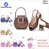 Ensemble Sinya Or Chaussures et Sacs de Soirée de Designer Italien Assortis pour Robes Africaines, Chaussures de Mariée en PU, 1 Set