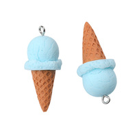 Breloques Kawaii 3D en résine en forme de cornet de crème glacée, couleurs assorties, pendentifs mignons en forme d'aliments pour la fabrication de boucles d'oreilles, porte-clés et bijoux DIY
