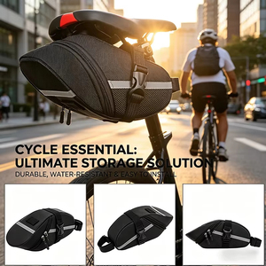 Fahrrad-Satteltasche, Regenfest, Reflektierend, Sicherheits-Fahrrad-Sattelstützen-Tasche, Hochdichte 600D-Gewebe Hecktasche, Outdoor-Fahrrad-MTB-Aufbewahrung - Product Image 2