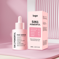 OEM Peptide Acide Hyaluronique Vitamine C E Collagène Sérum pour le Visage 5 en 1 Formule Liquide Blanchiment et Anti-âge Lifting Instantané