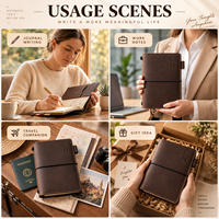 Carnet personnalisé A6 rechargeable avec couverture en cuir, monogramme personnalisé, journal de voyage avec boucle pour stylo et poches