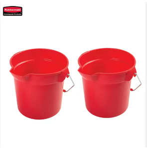 Rubbermaid BRUTE FG296300GRED Comercial 10 Qt Cubos de limpieza redondos Cubo de plástico gris para limpieza - Product Image 2