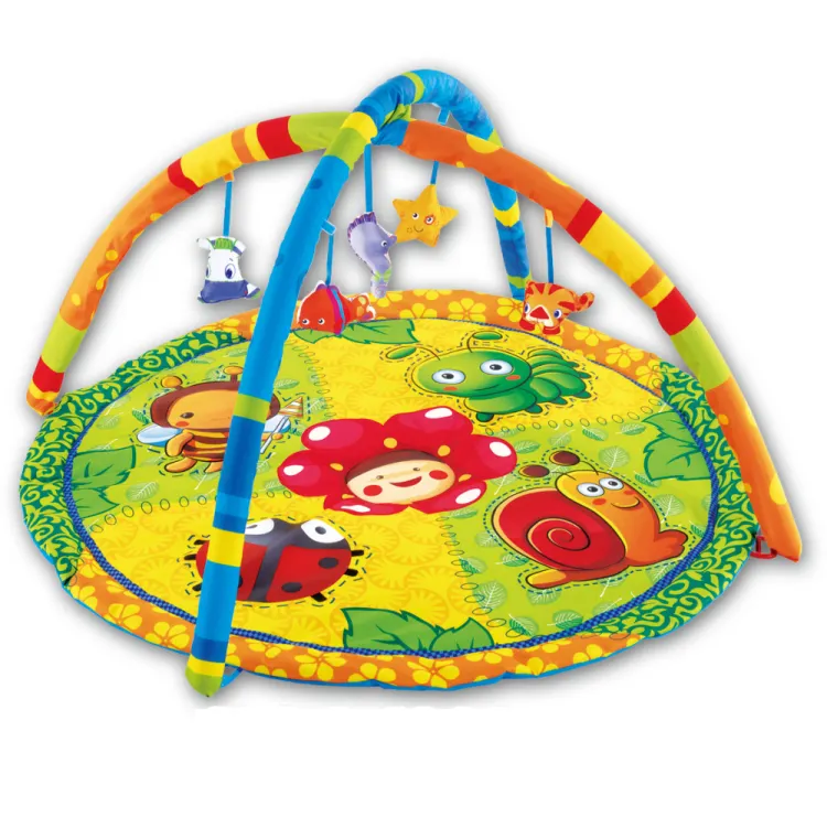 연약한 다채로운 만화 곤충 둥근 아기 놀이 체육관 매트 재미있은 아기 장난감